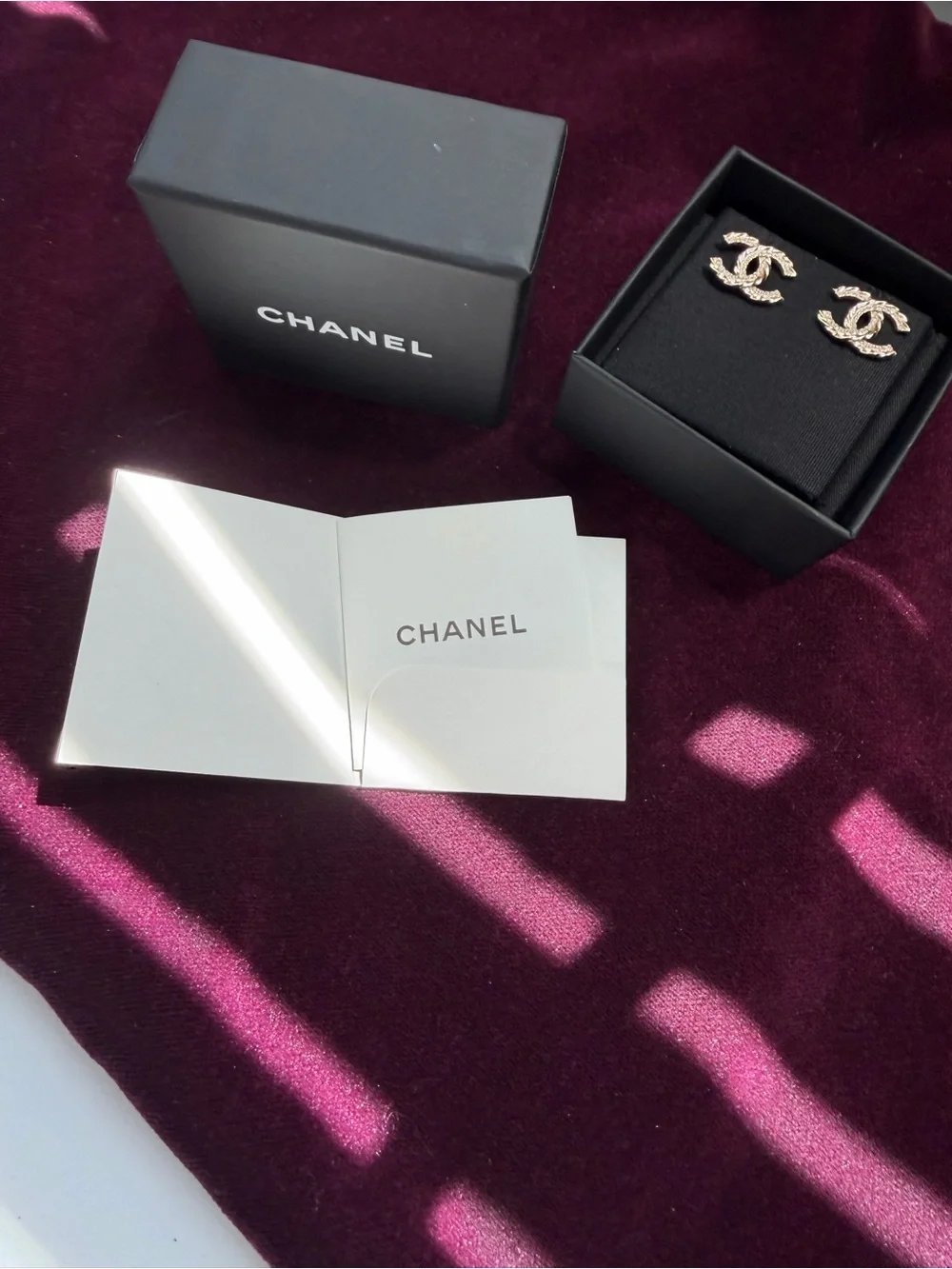 CHANEL Gold Crystal Interlocking CC Stud Earrings